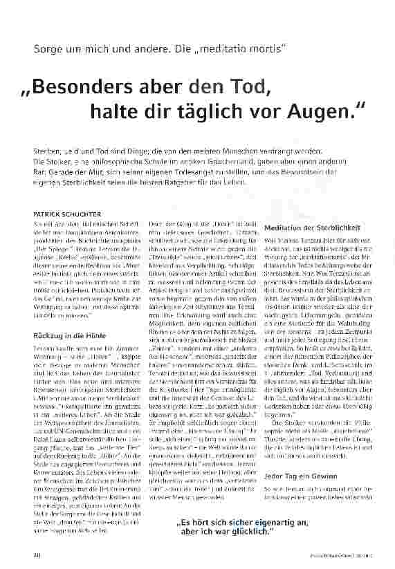 Vorschauseite 1: Besonders aber den Tod, halte dir täglich vor Augen.