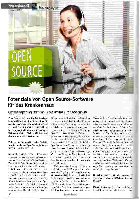 Vorschauseite 1: Potenziale von Open Source-Software für das Krankenhaus