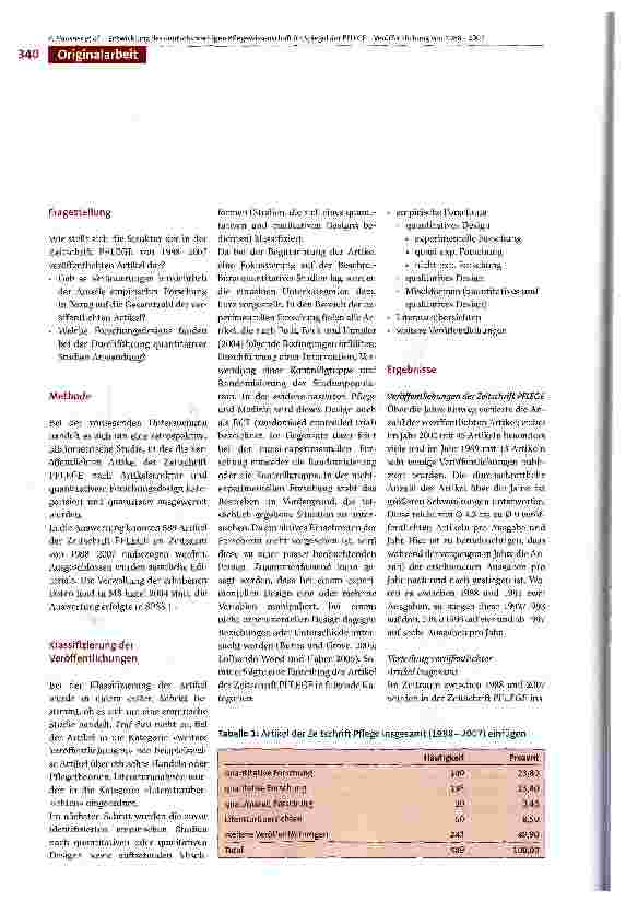 Vorschauseite 2: Entwicklungen der deutschsprachigen Pflegewissenschaft im Spiegel der PFLEGE -Veröffentlichung von 1988-2007