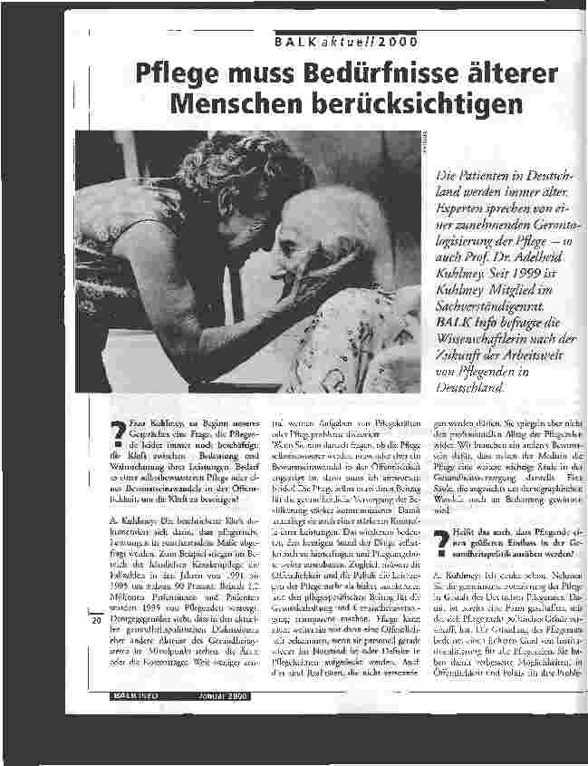 Vorschauseite 1: Pflege muss Bedürfnisse älterer Menschen berücksichtigen