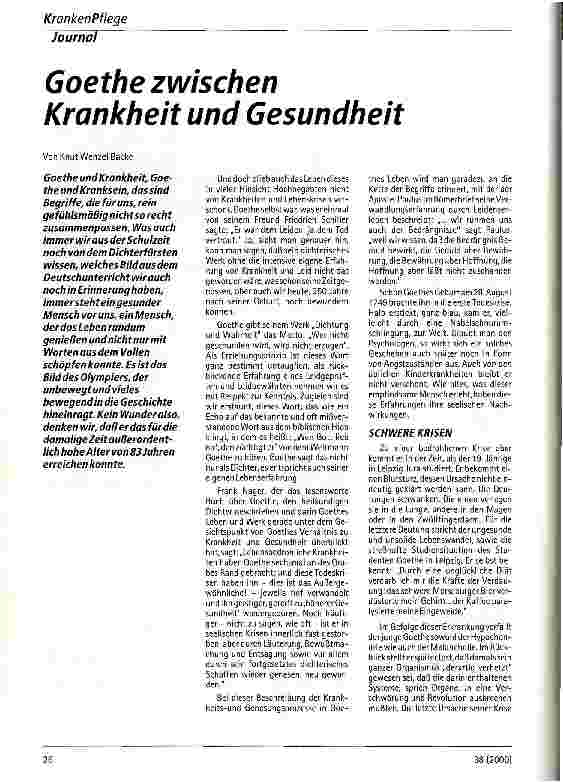 Vorschauseite 1: Goethe zwischen Krankheit und Gesundheit