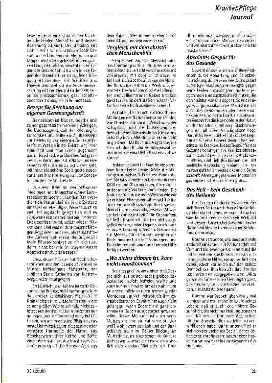 Vorschauseite 4: Goethe zwischen Krankheit und Gesundheit
