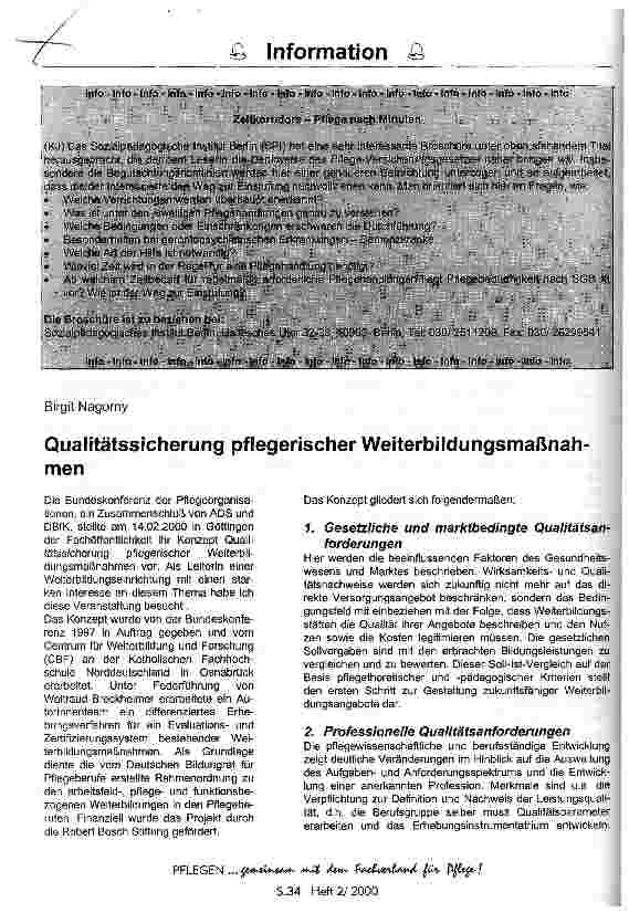Vorschauseite 1: Qualitätssicherung pflegerischer Weiterbildungsmaßnahmen