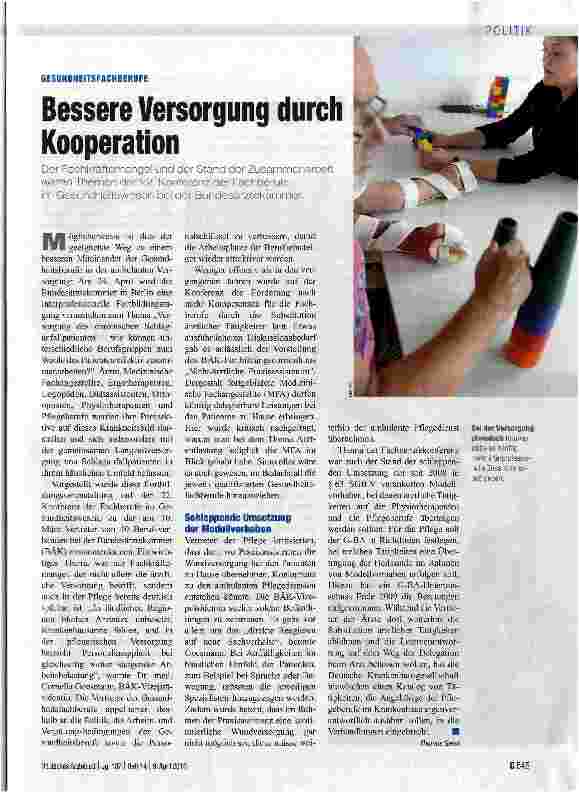 Vorschauseite 1: Bessere Versorgung durch Kooperation