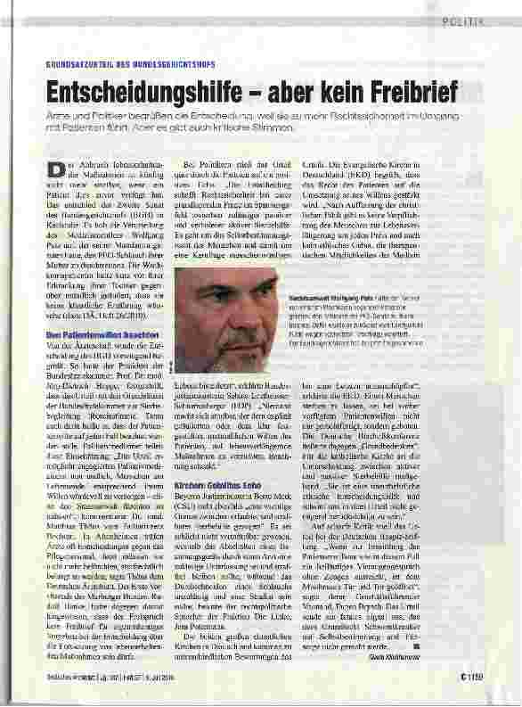 Vorschauseite 1: Entscheidungshilfe - aber kein Freibrief