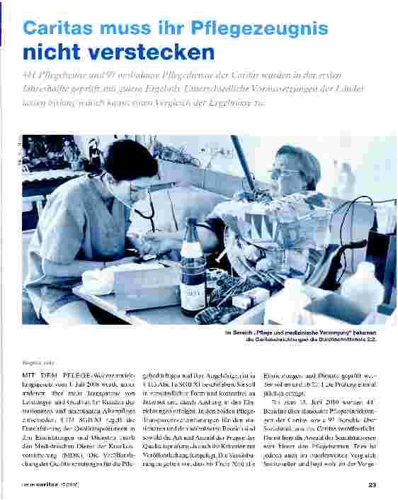 Vorschauseite 1: Caritas muss ihr Pflegezeugnis nicht verstecken