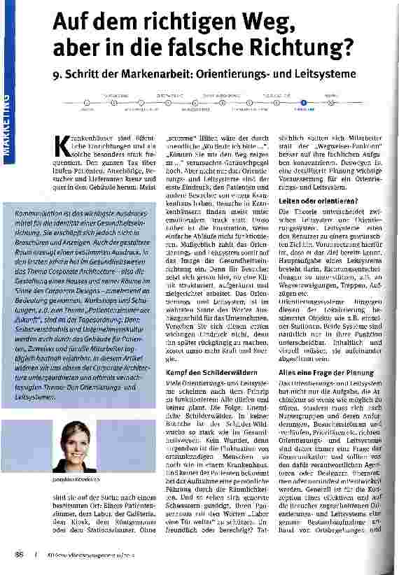 Vorschauseite 1: Auf dem richtigen Weg, aber in die falsche Richtung? 9. Schritt der Markenarbeit: Orientierungsund Leitsysteme