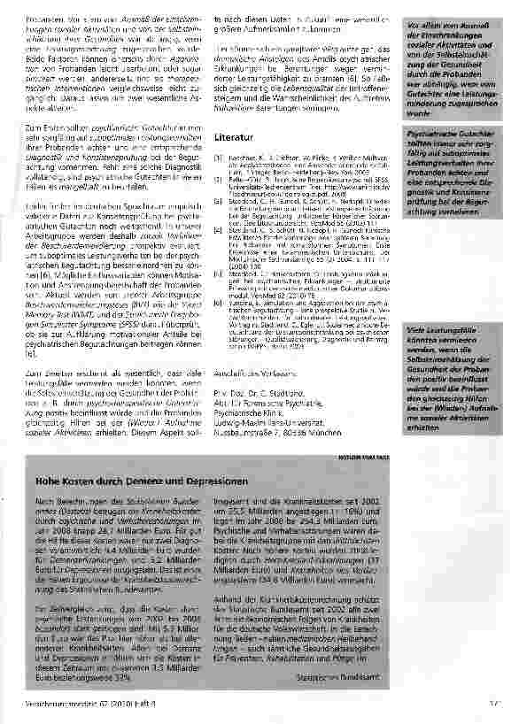 Vorschauseite 4: Evidenzbasierte Begutachtung psychiatrischer Erkrankungen - Risikofaktoren für Leistungseinschränkungen