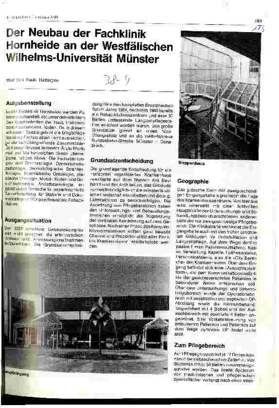 Vorschauseite 1: Der Neubau der Fachklinik Hornheide an der Westfälischen Wilhelms- Universität Münster