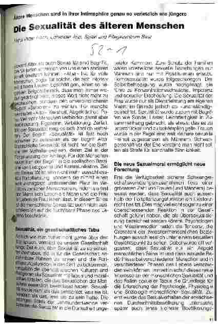 Vorschauseite 1: Die Sexualität des älteren Menschen Ältere Menschen sind in ihrer Intimsphäre genau so verletzlich