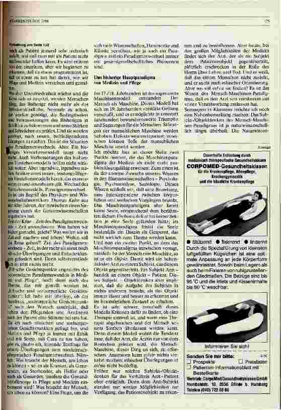 Vorschauseite 2: Ethische und seelsorgerliche Gesichtspunkte angesichts des notwendigen Paradigmawechsels in Medizin und Pflege