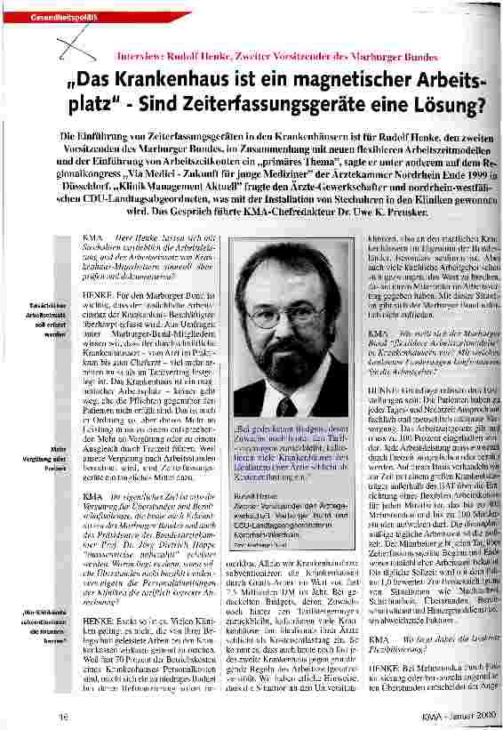 Vorschauseite 1: Das Krankenhaus ist ein magnetischer Arbeitsplatz Sind Zeiterfassungsgeräte eine Lösung?