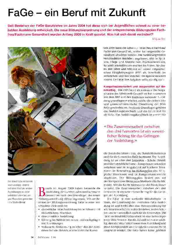 Vorschauseite 1: FaGe - ein Beruf mit Zukunft