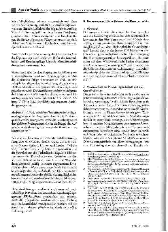 Vorschauseite 6: Kammern der Berufsständischen Selbstverwaltung in der Europäischen Union im Lichte des deutschen und europäischen Rechts (I.Teil)
