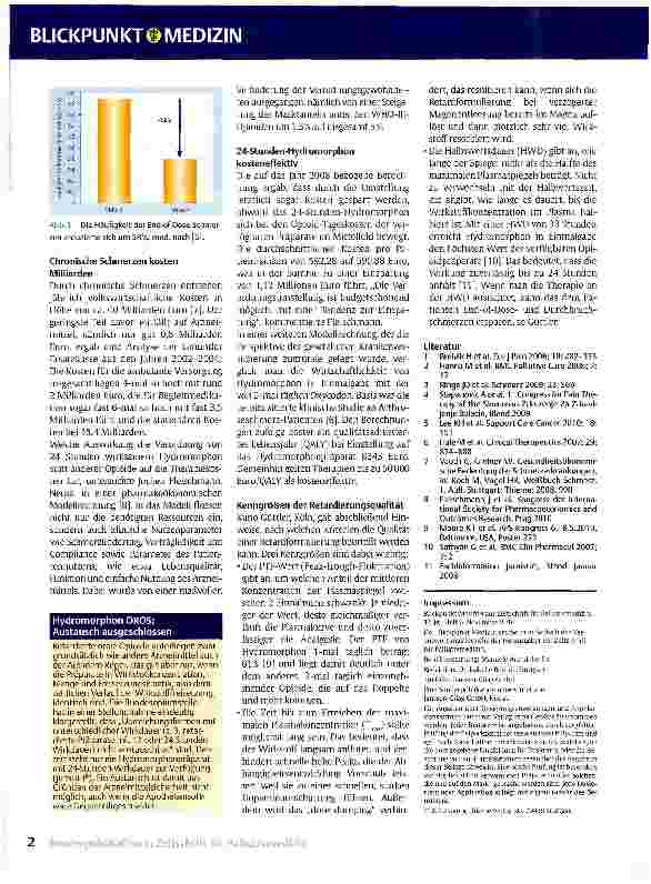 Vorschauseite 2: Hydromorphon in Retardgalenik - Starke Schmerzen wirksam und kosteneffektiv therapieren