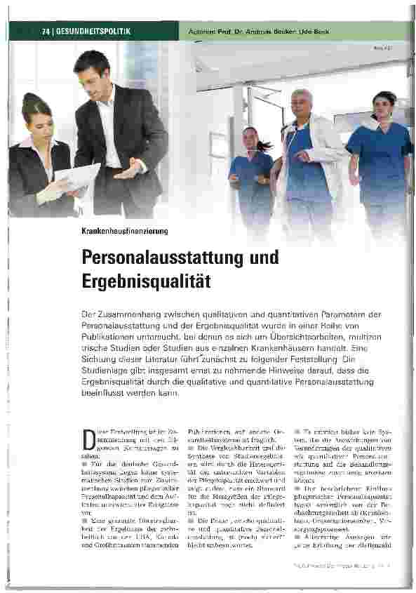 Vorschauseite 1: Personalausstattung und Ergebnisqualität