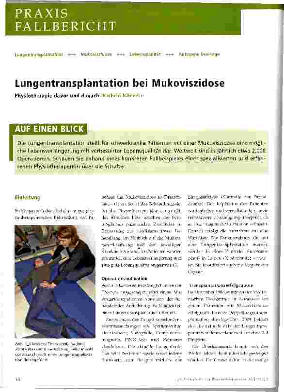 Vorschauseite 1: Lungentransplantation bei Mukoviszidose