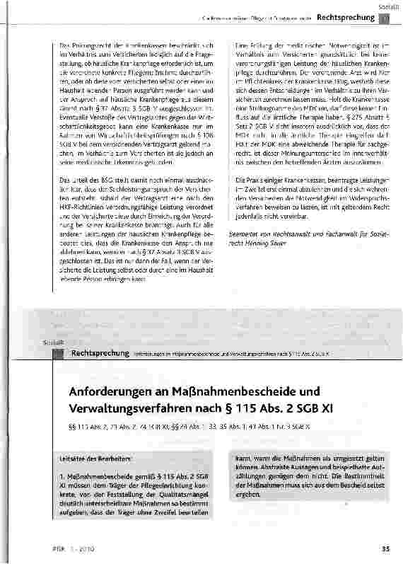 Vorschauseite 1: Anforderungen an Maßnahmenbescheide und Verwaltungsverfahren nach § 115 Abs. 2 SGB XI