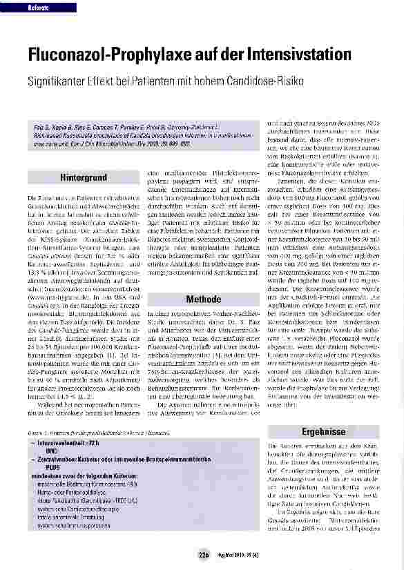 Vorschauseite 1: Fluconazol-Prophylaxe auf der Intensivstation