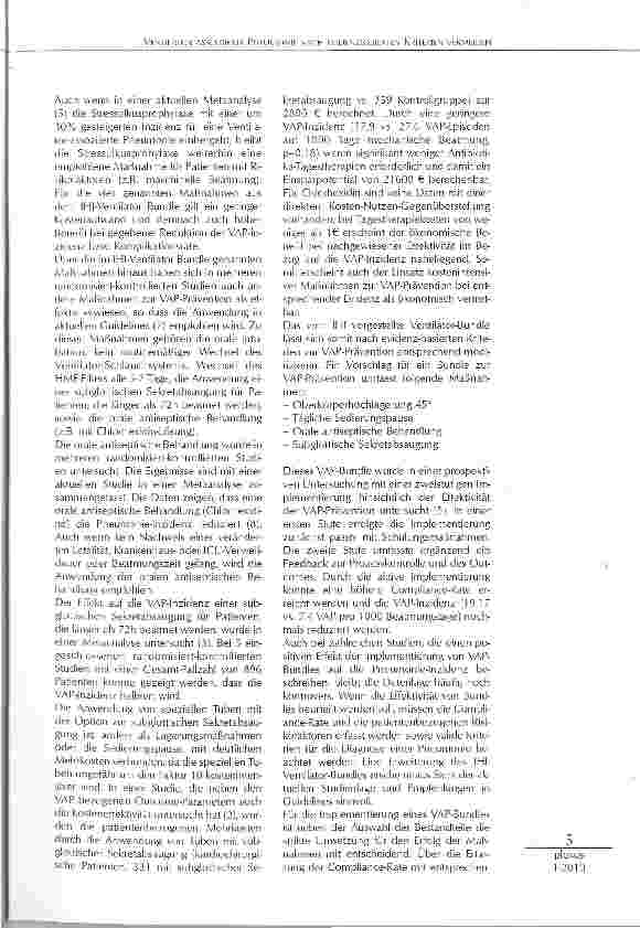 Vorschauseite 2: VENTILATOR ASSOZIIERTE PNEUMONIE NACH EVIDENZBASIERTEN KRITERIEN VERMEIDEN