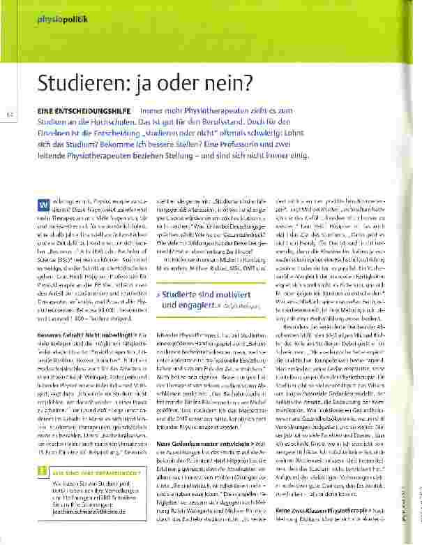 Vorschauseite 1: Studieren: ja oder nein?