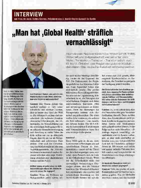 Vorschauseite 1: „Man hat Global Health sträflich vernachlässigt