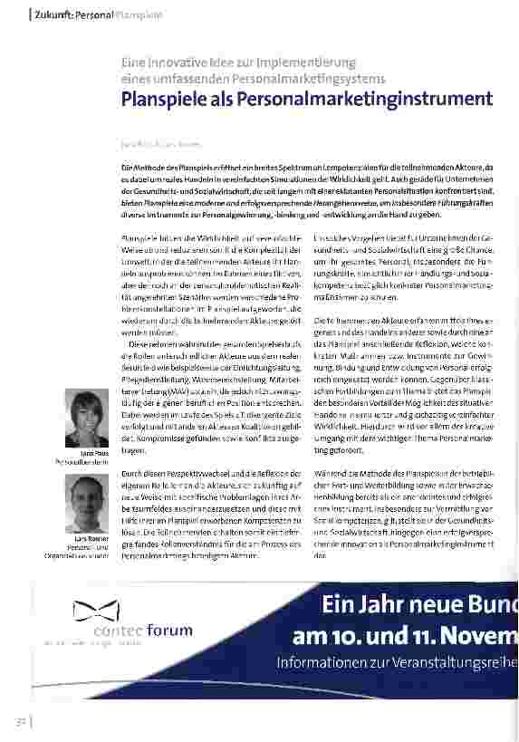 Vorschauseite 1: Planspiele als Personalmarketinginstrument