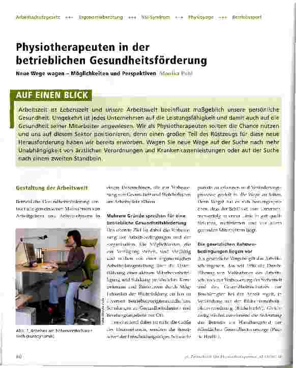 Vorschauseite 1: Physiotherapeuten in der betrieblichen Gesundheitsförderung