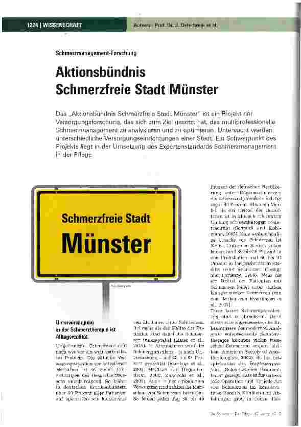 Vorschauseite 1: Schmerzmanagement-ForschungAktionsbündnis Schmerzfreie Stadt Münster