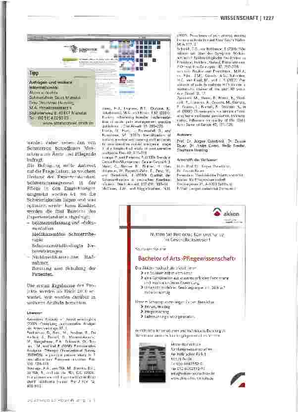 Vorschauseite 4: Schmerzmanagement-ForschungAktionsbündnis Schmerzfreie Stadt Münster