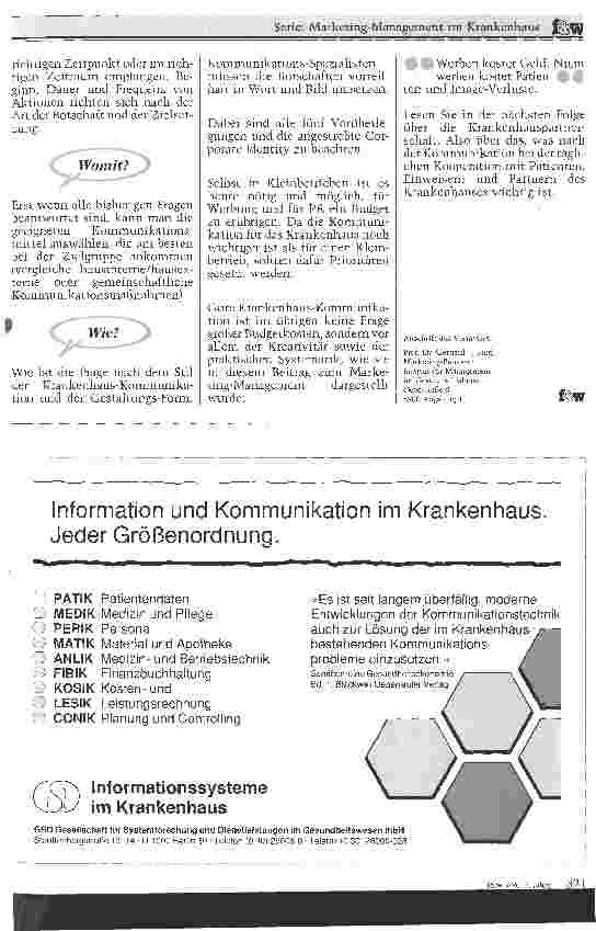 Vorschauseite 6: Eine erfolgreiche Selbstdarstellung braucht das Krankenhaus