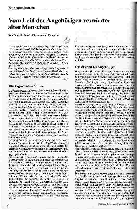 Vorschauseite 1: Vom Leid der Angehörigen verwirrter alter Menschen