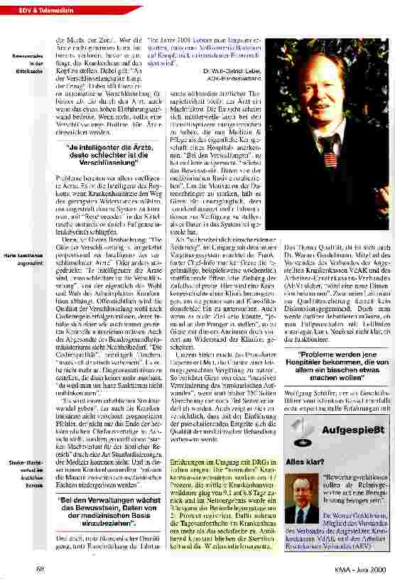Vorschauseite 4: Die Mauern zwischen den medizinischen Fächern niederreißen Neues Abrechungssystem