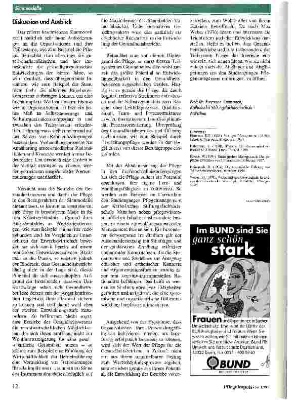 Vorschauseite 4: Die Entwicklung vorantreiben Sinnmodelle der Organisation als Bezugsrahmen einer Diskussion zum Wert der Pflege