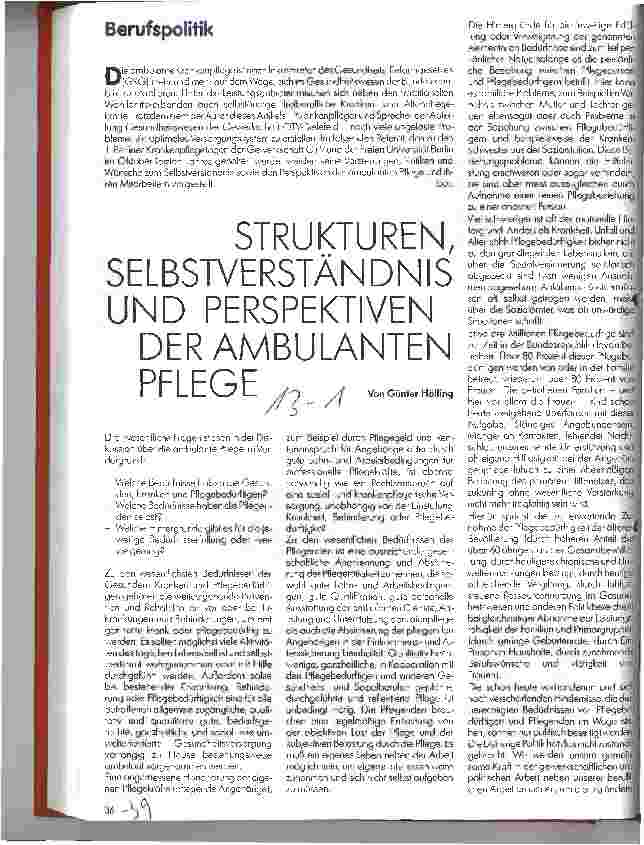 Vorschauseite 1: Strukturen, Selbstverständnis und Perspektiven der ambulanten Pflege
