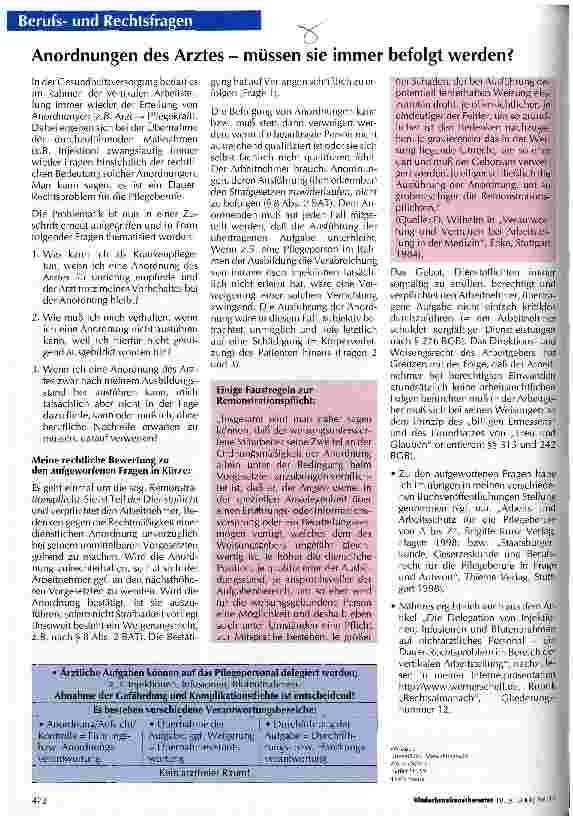 Vorschauseite 1: Anordnungen des Arztes - müssen sie immer befolgt werden?