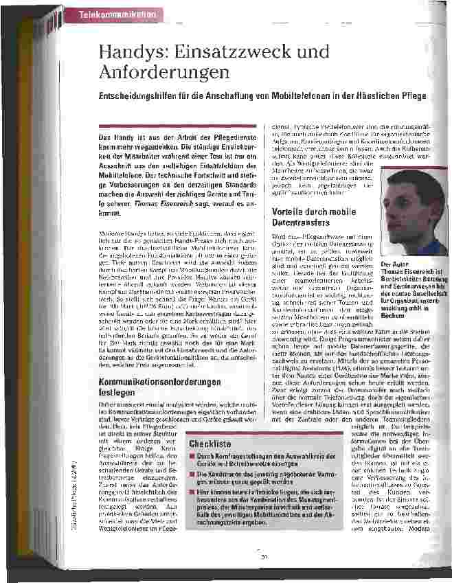 Vorschauseite 1: Handys: Einsatzzweck und Anforderungen