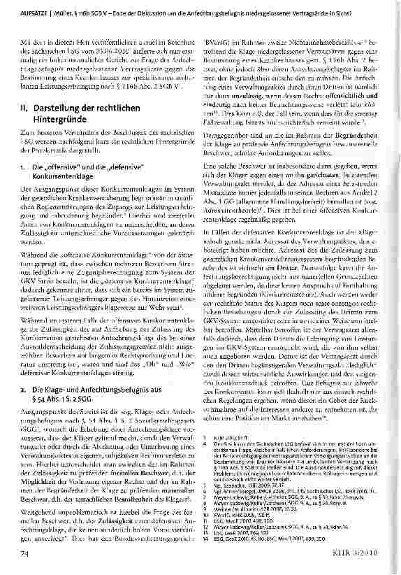 Vorschauseite 2: § 116b SGB V - Ende der Diskussion um die Anfechtungsbefugnis niedergelassener Vertragsärzte in Sicht?