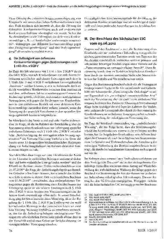 Vorschauseite 4: § 116b SGB V - Ende der Diskussion um die Anfechtungsbefugnis niedergelassener Vertragsärzte in Sicht?