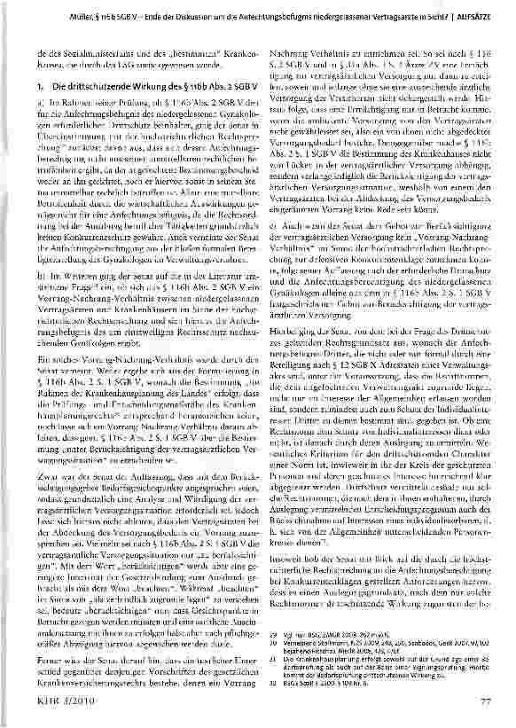 Vorschauseite 5: § 116b SGB V - Ende der Diskussion um die Anfechtungsbefugnis niedergelassener Vertragsärzte in Sicht?