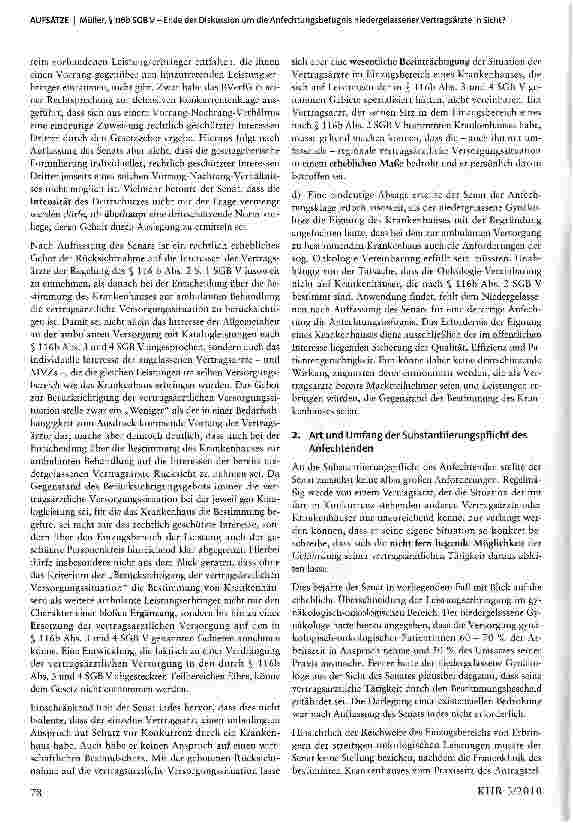 Vorschauseite 6: § 116b SGB V - Ende der Diskussion um die Anfechtungsbefugnis niedergelassener Vertragsärzte in Sicht?