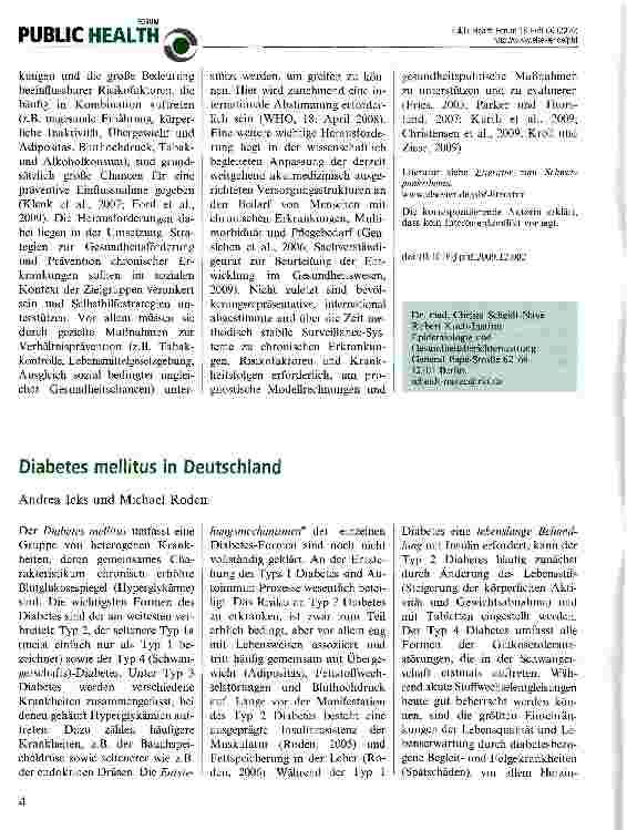 Vorschauseite 3: Chronische Erkrankungen - Epidemiologische Entwicklung und die Bedeutung für die Öffentliche Gesundheit
