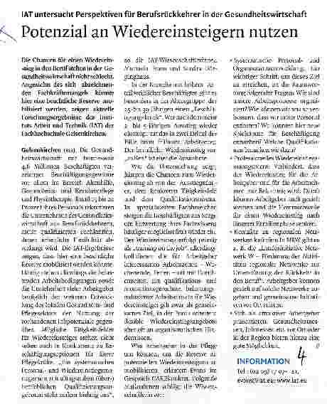 Vorschauseite 1: Potenzial an Wiedereinsteigern nutzen