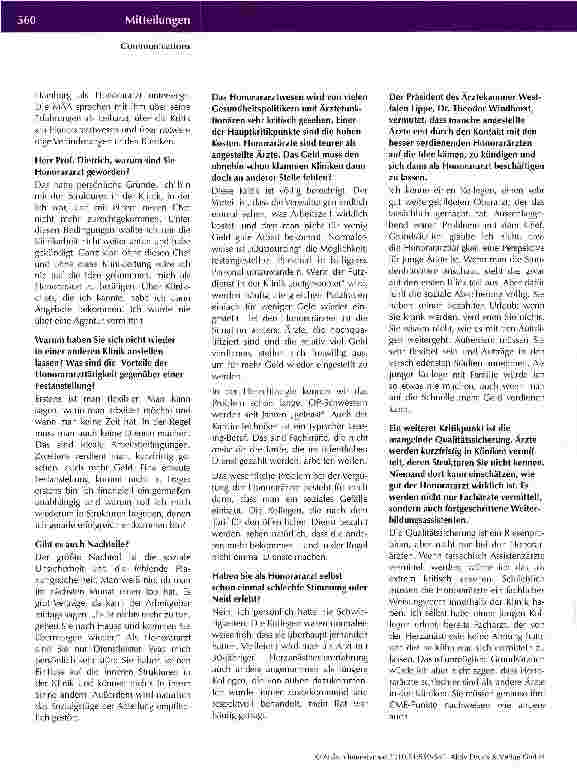 Vorschauseite 2: Interview mit Prof. Dr. Wulf Dietrich über die steigende Zahl von Honorarärzten in Deutschland