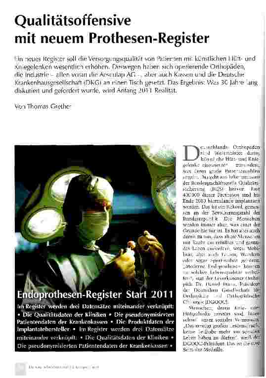 Vorschauseite 1: Qualitätsoffensive mit neuem Prothesen-Register