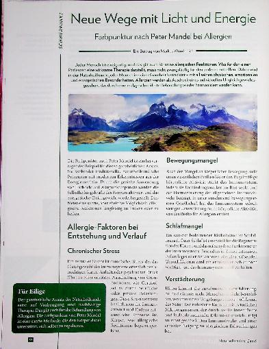 Vorschauseite 1: Neue Wege mit Licht und Energie: Farbpunktur nach Peter Mandel bei Allergien