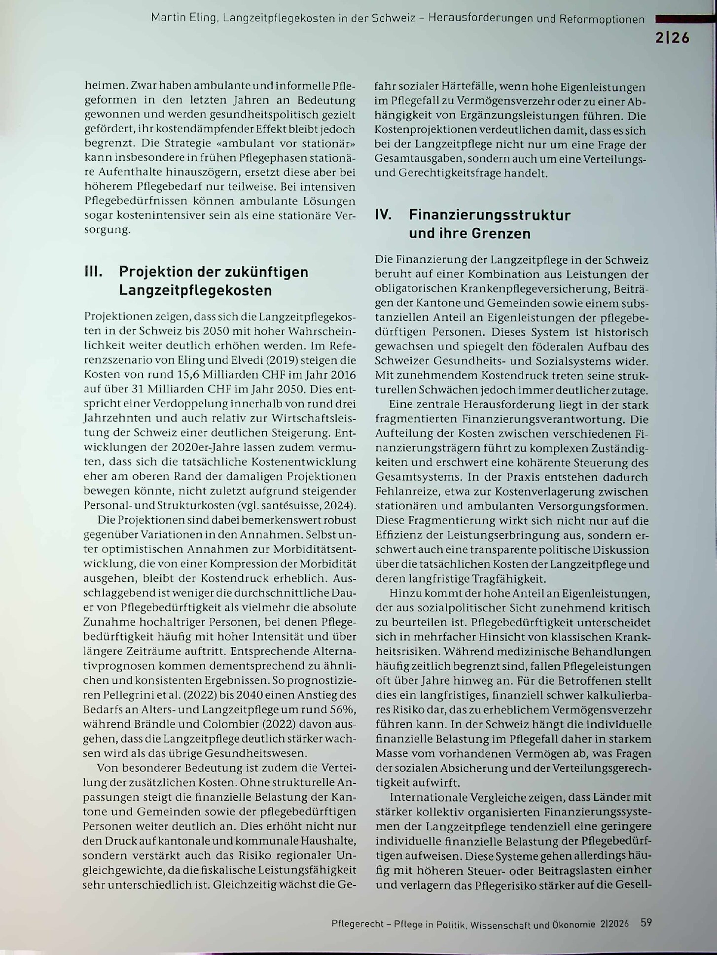 Vorschauseite 2: Langzeitpflegekosten in der Schweiz - Herausforderungen und Reformoptionen