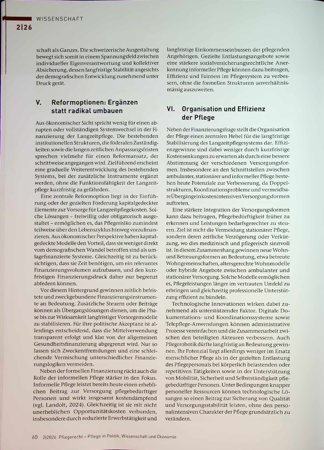 Vorschauseite 3: Langzeitpflegekosten in der Schweiz - Herausforderungen und Reformoptionen
