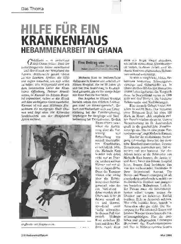 Vorschauseite 1: HILFE FÜR EIN KRANKENHAUSHEBAMMENARBEIT IN GHANA