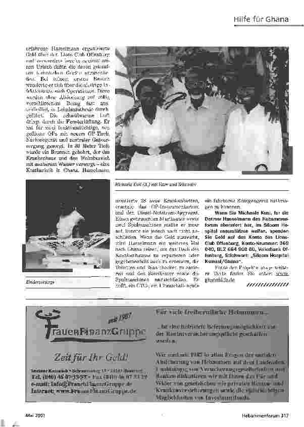 Vorschauseite 2: HILFE FÜR EIN KRANKENHAUSHEBAMMENARBEIT IN GHANA